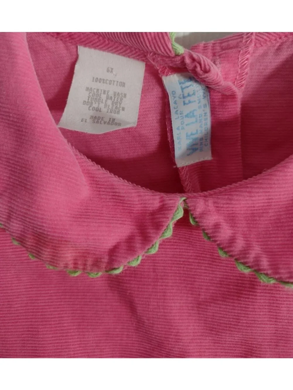 Vive La Fete Corduroy Smocked Poodle Pants Set 6X Pink Vtg Peter Pan Embroidered